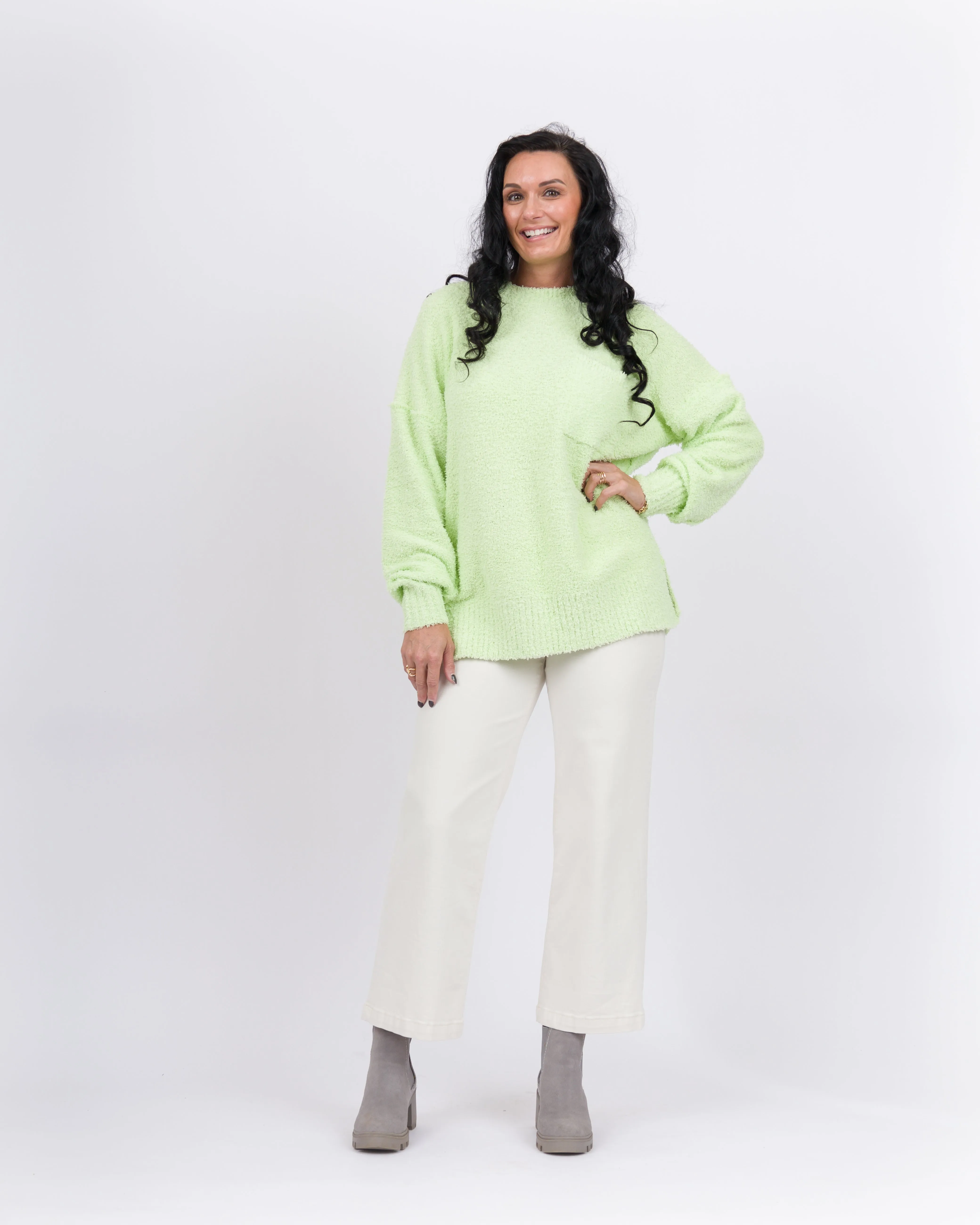 Mud Pie Rome Chenille Sweater- Lime