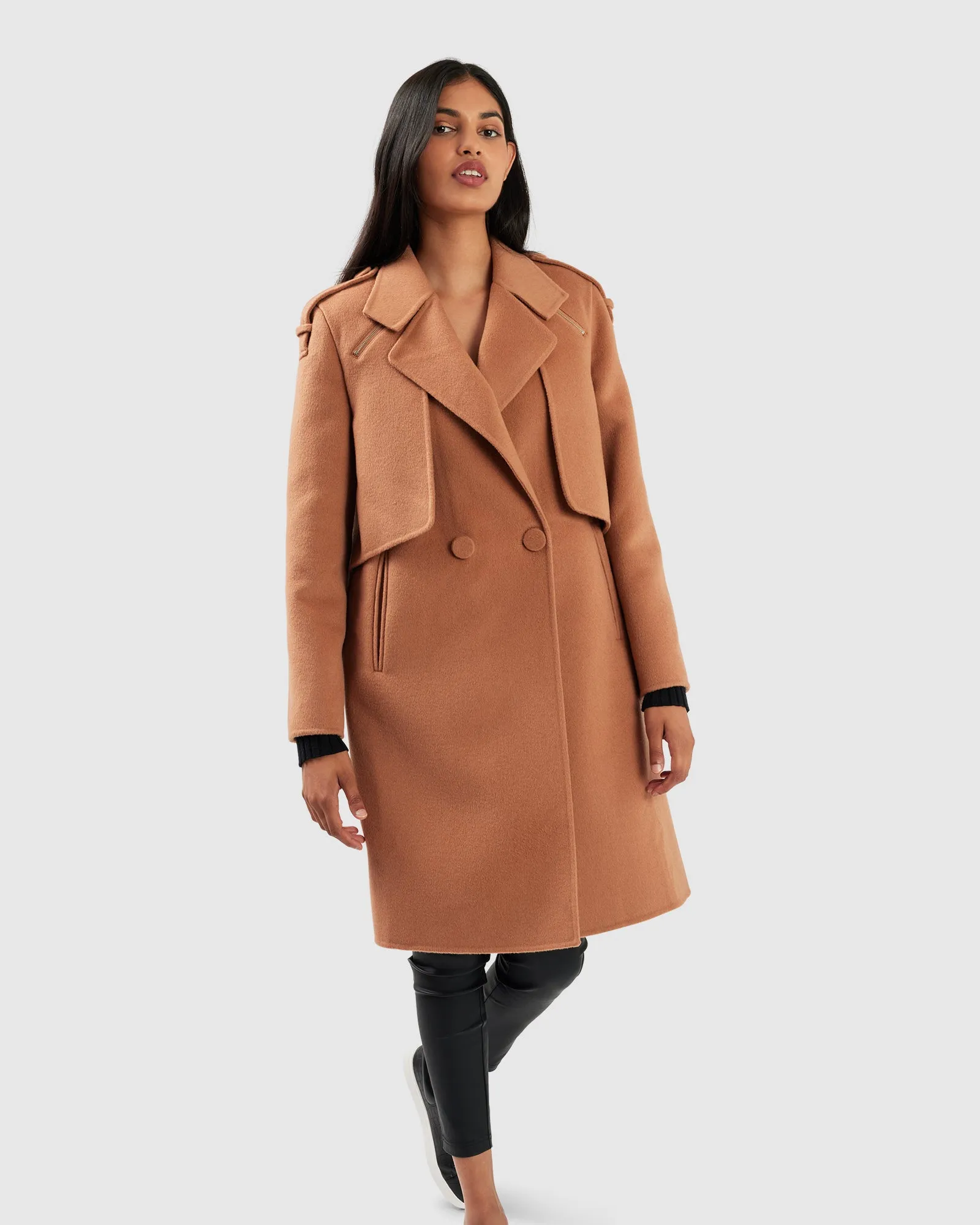 Palm City Wool Blend Coat - Camel