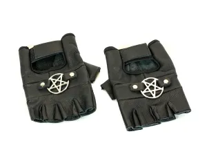 Pentagram Genuine Leather Fingerless Gloves