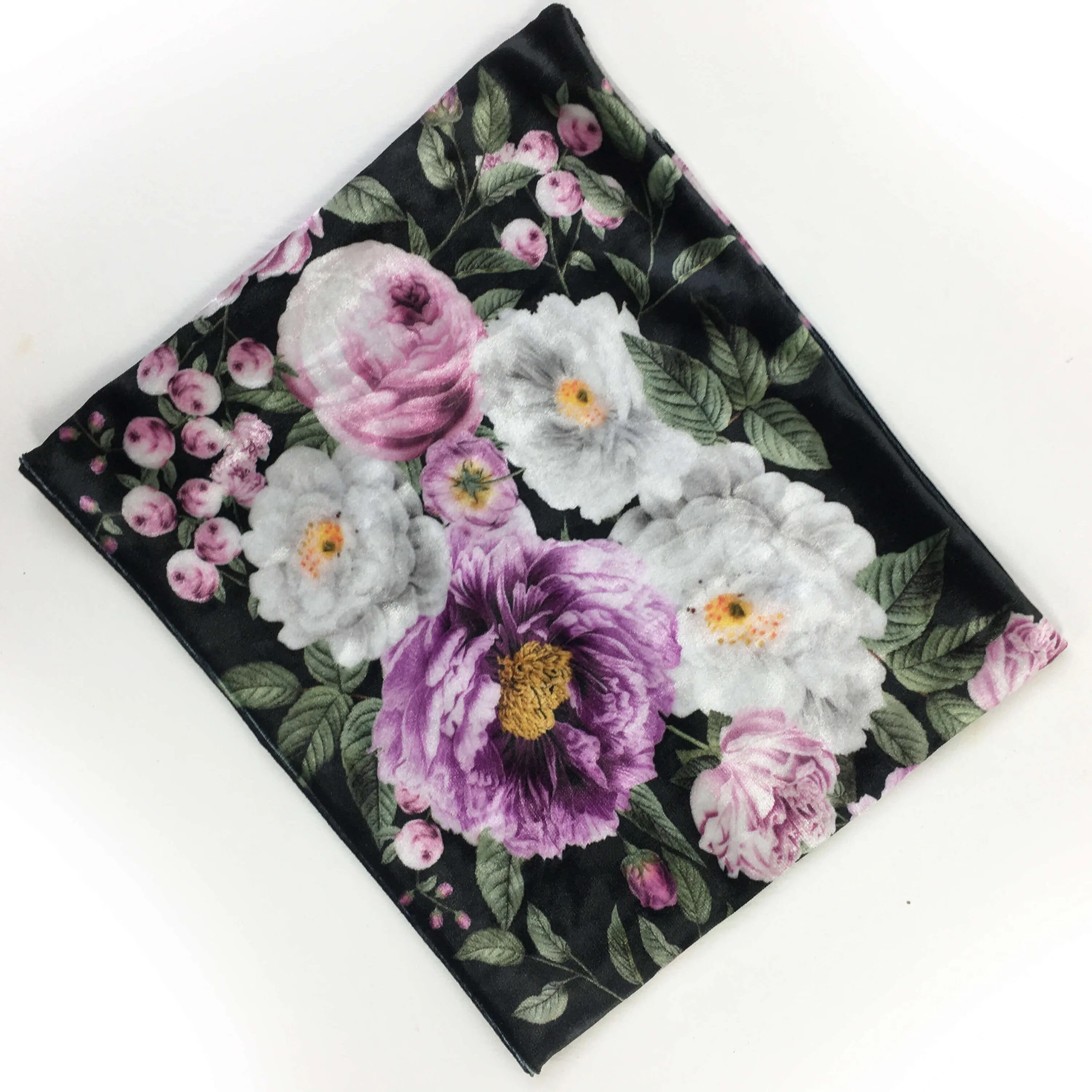 Plum Floral, Versatile Scarf, Headband, HatBand, Neck Warmer, Ladies Scarf, Velour Scarf, Designer Gaiter, Handpainted and printed