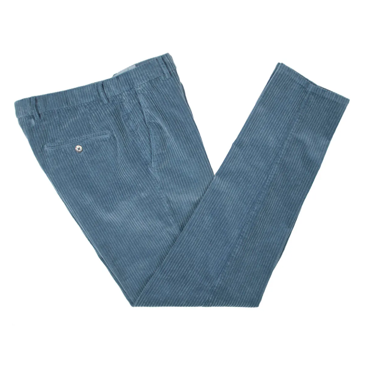 Powder Blue Stretch Cotton Corduroy Trousers