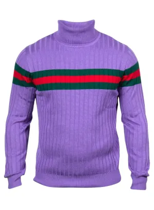 Prestige Designer Men's Turtleneck Sweater Lilac -Red-Green