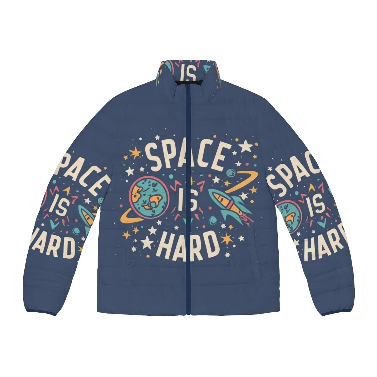 "Space Force Quotes Puffer Jacket for Netflix Fans"