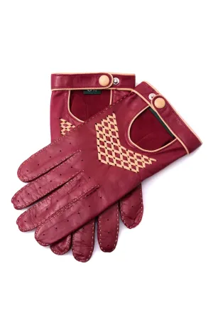 Racing Red & Sand Lamb Nappa Driving Gloves