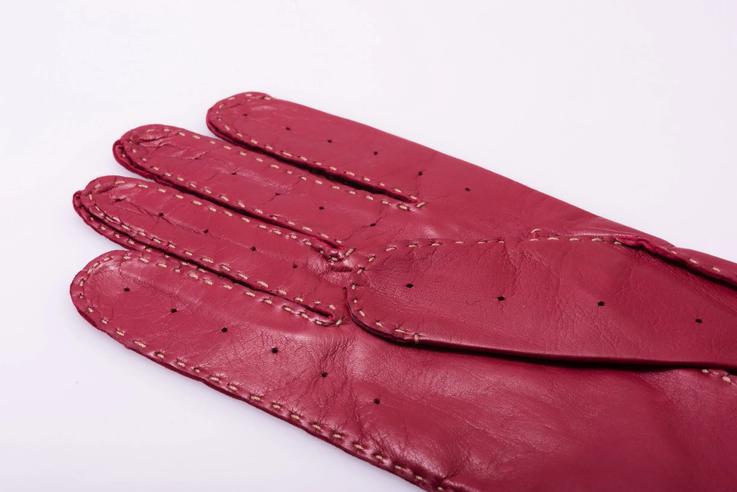 Racing Red & Sand Lamb Nappa Driving Gloves