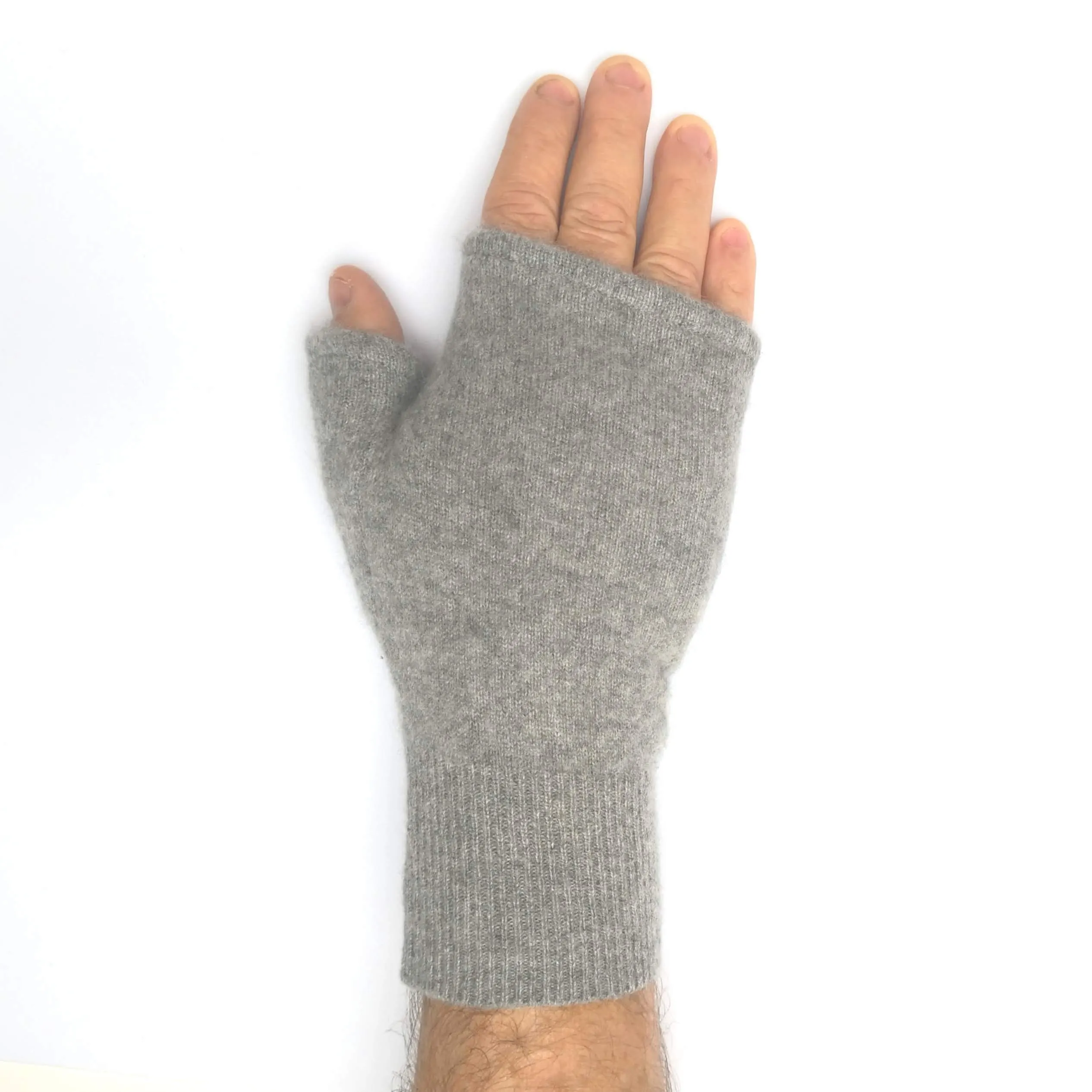 Recycled grey cashmere Kitten Mittens, men's short