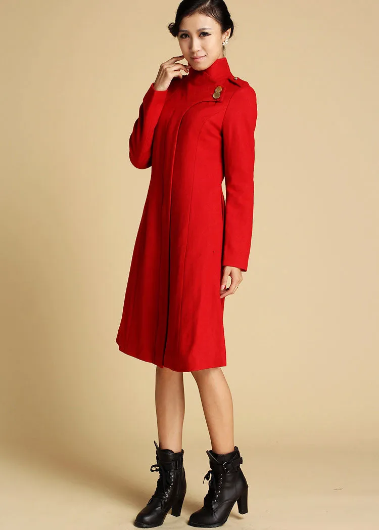 Red Wool Coat Winter Jacker 0343#