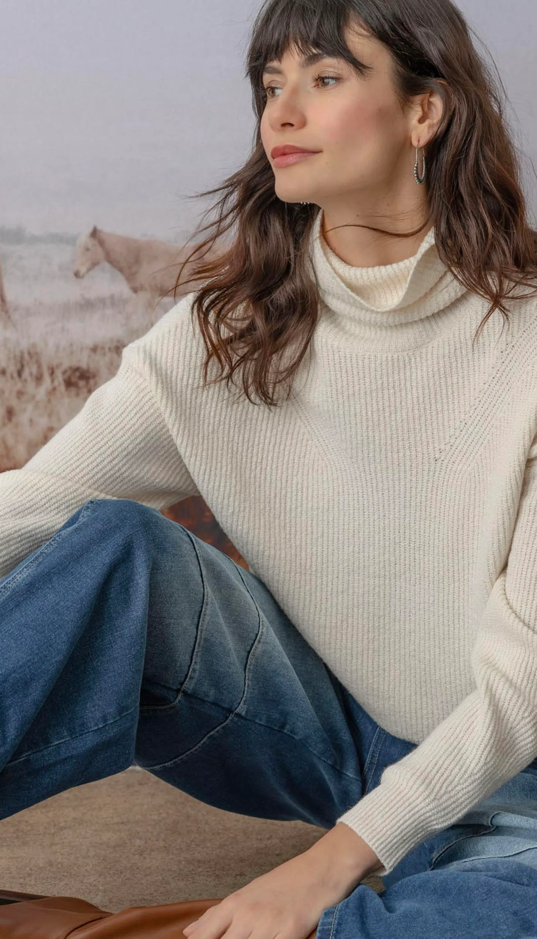 Relaxed Rib Turtleneck Sweater