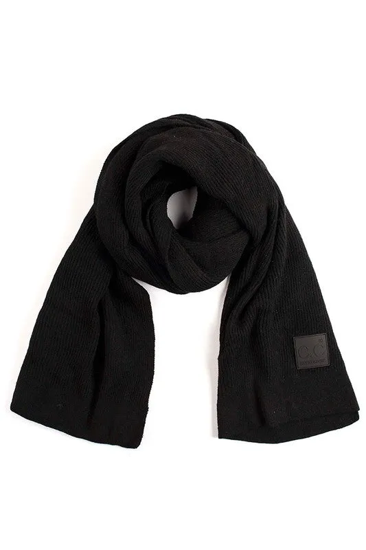 RIBBED KNIT SCARF (BLACK)