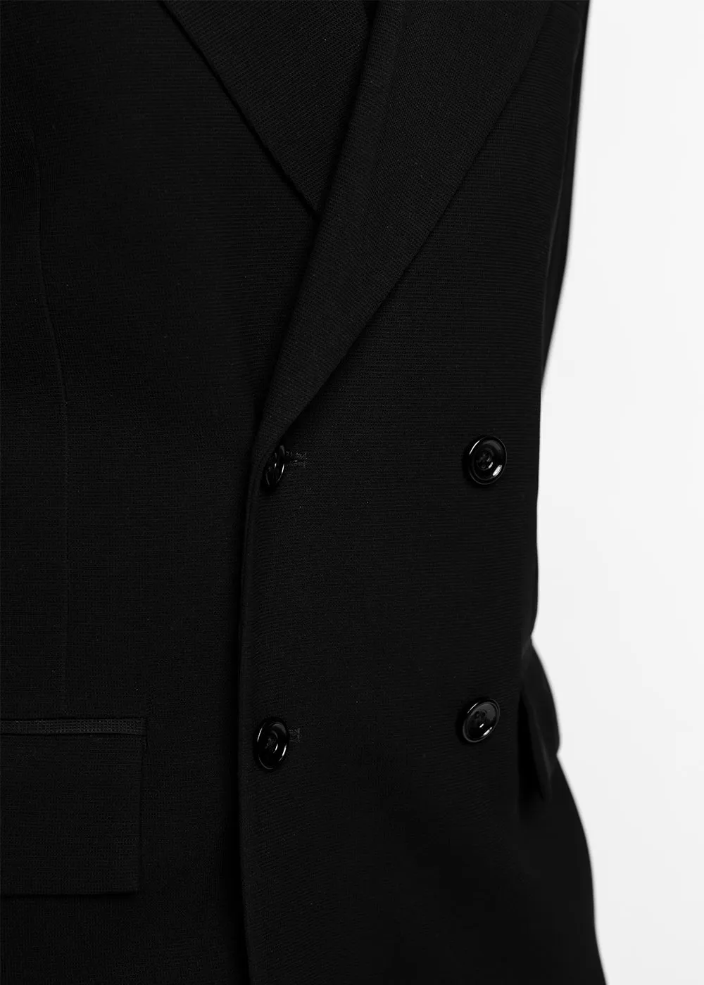 RICHES DOUBLE BREASTED OVERCOAT - BLACK