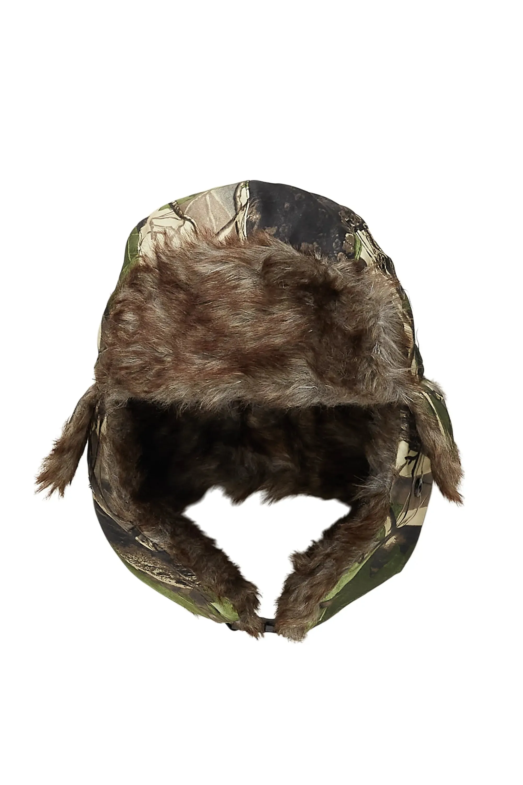 Saburo Beige Tree Camo Faux Fur Trapper Hat