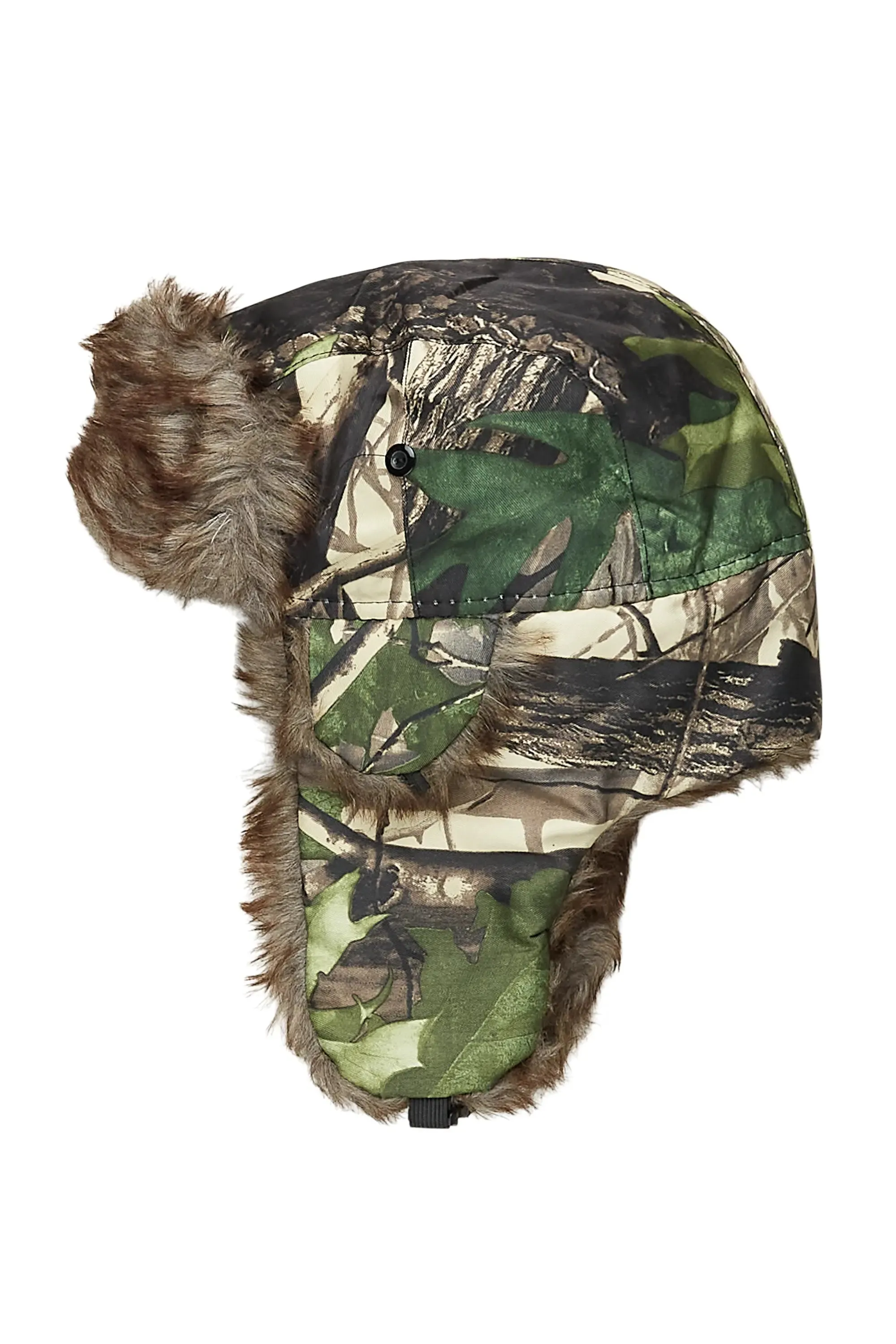 Saburo Beige Tree Camo Faux Fur Trapper Hat