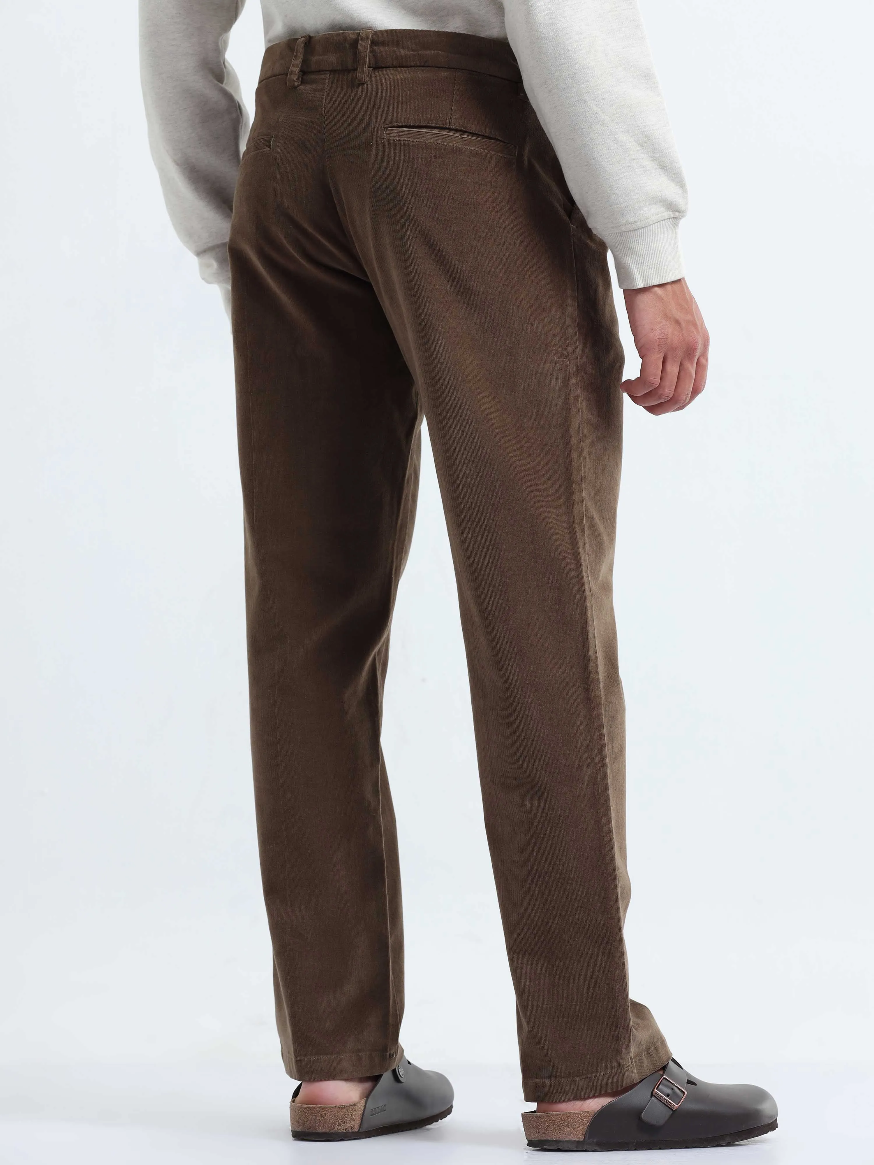 Soft Corduroy Oak Olive Relaxed Pleated Pant