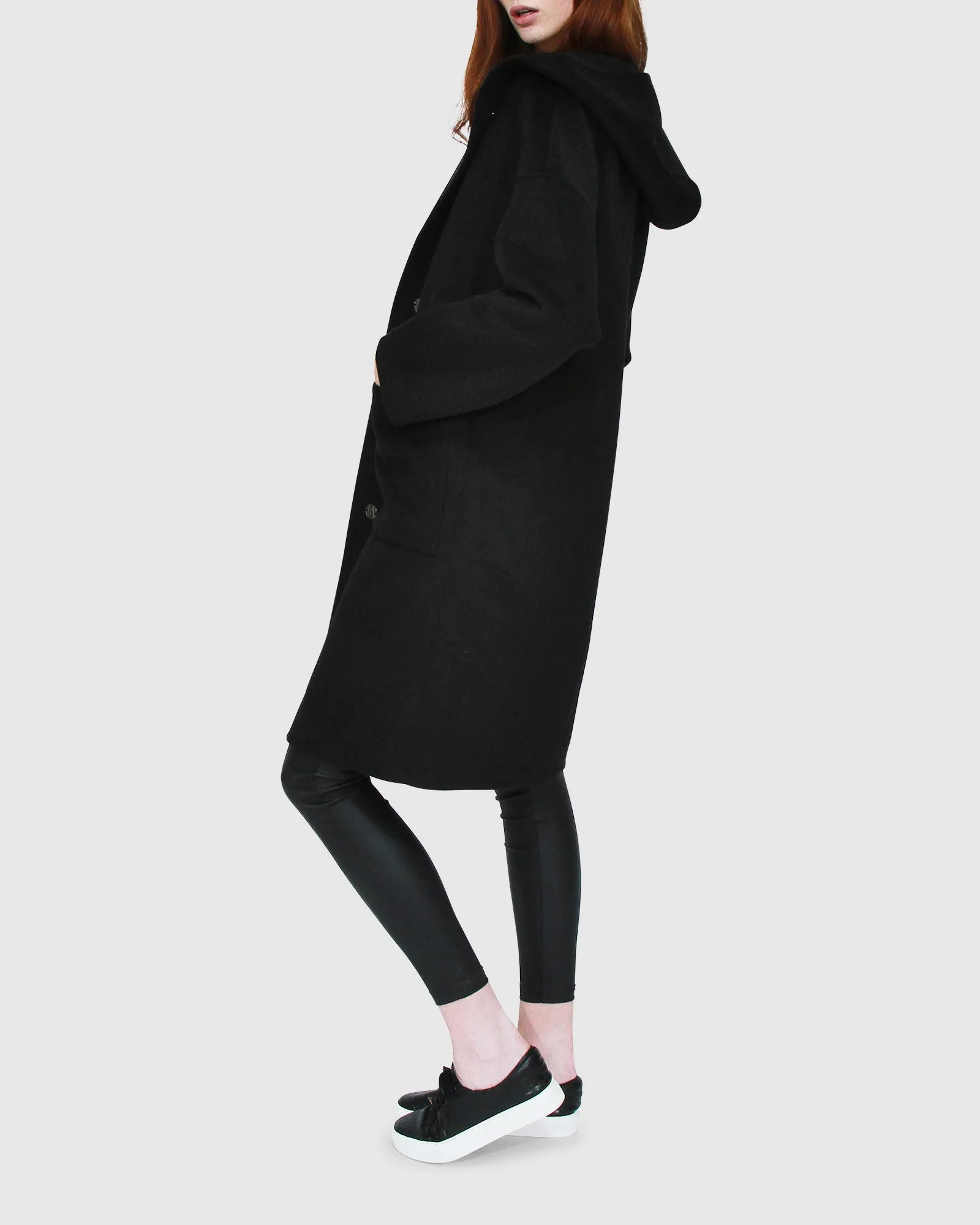 Sunday Morning Hooded Coat - Black