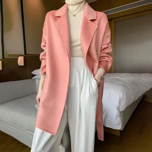 Thigh Length Wrap Wool Coat