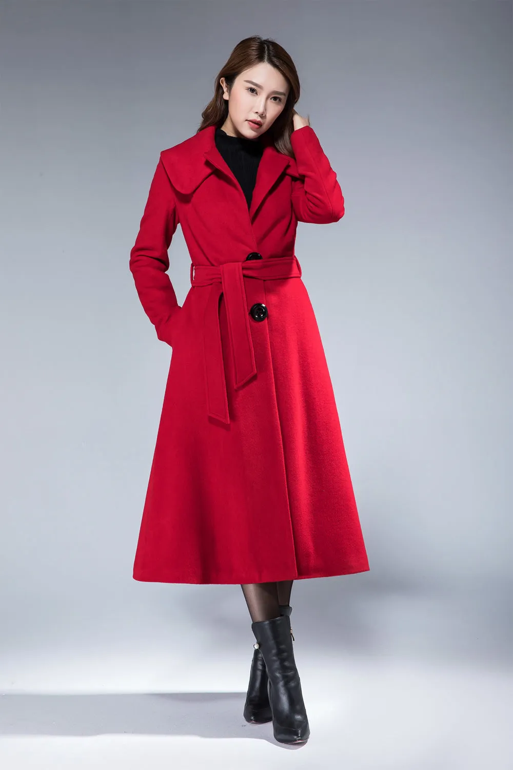 warm winter coat, red coat 1859#