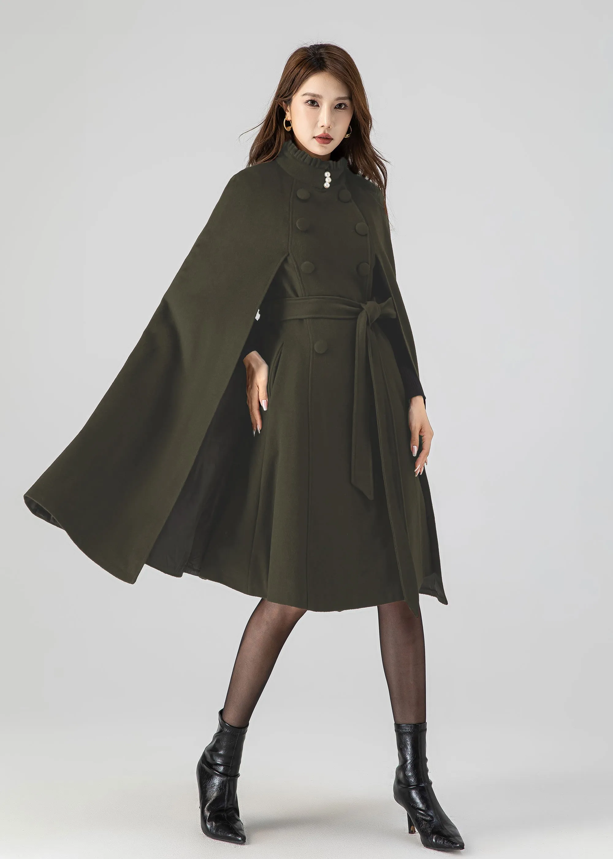 Warm wool cape coat  5552