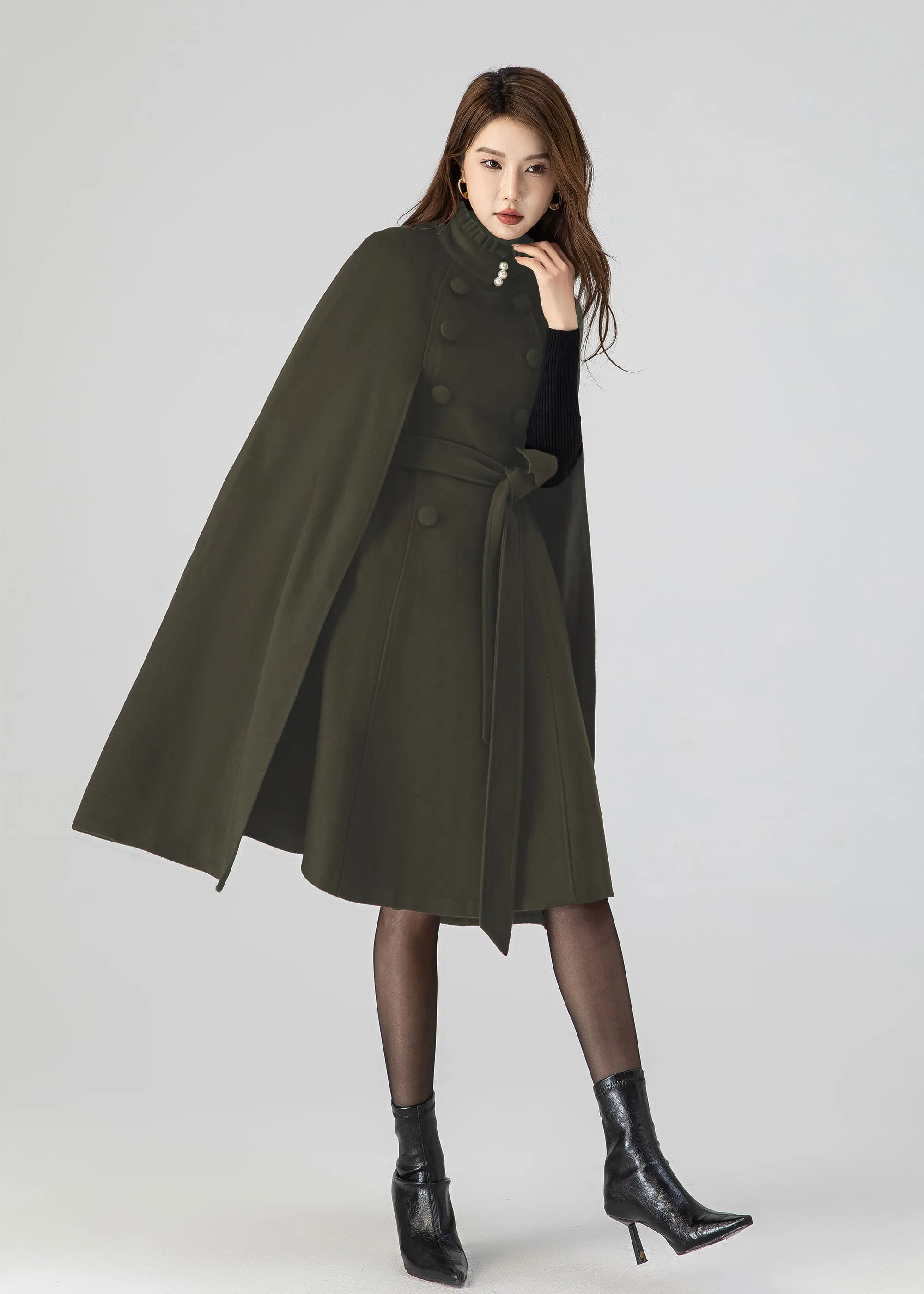 Warm wool cape coat  5552