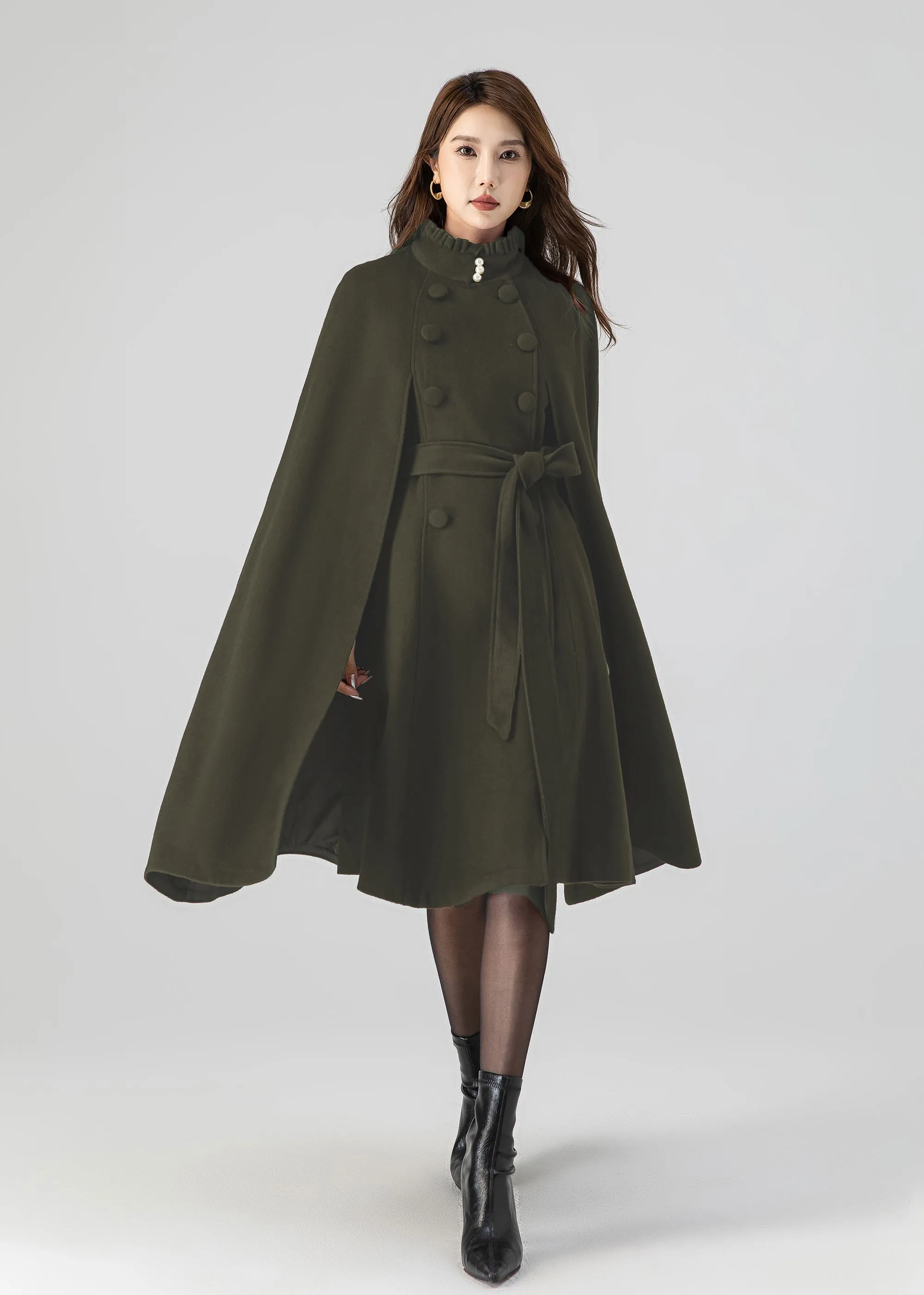 Warm wool cape coat  5552