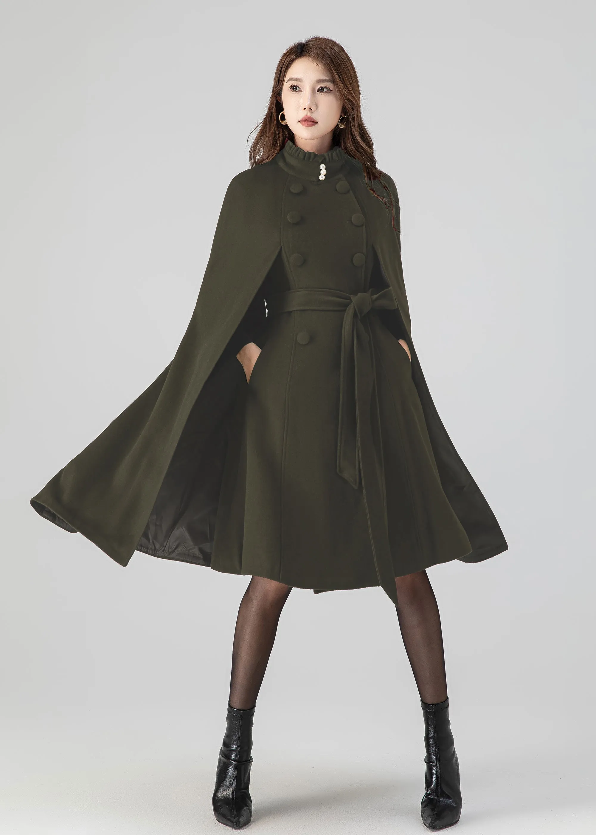 Warm wool cape coat  5552