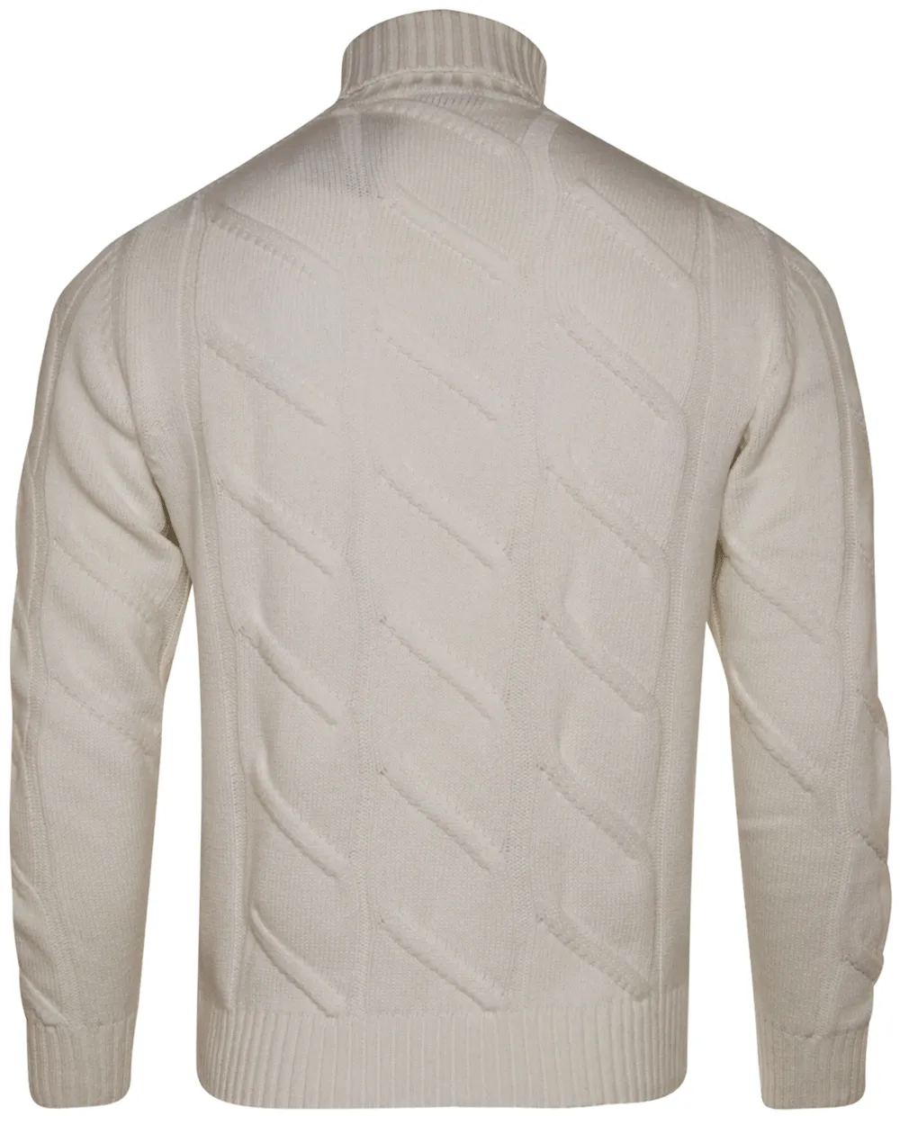 White Cableknit Turtleneck Sweater