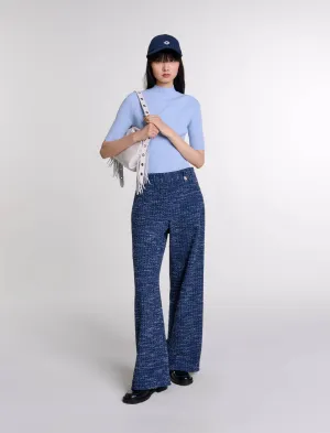 Wide-leg tweed trousers