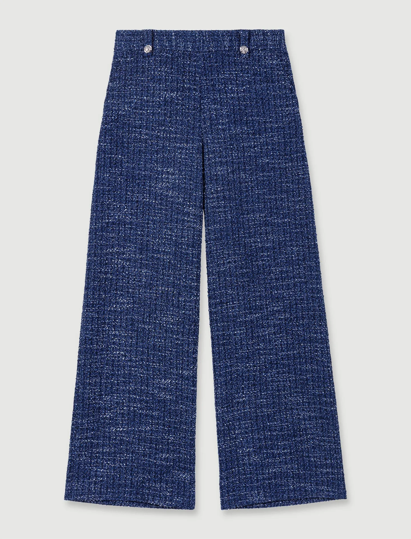 Wide-leg tweed trousers