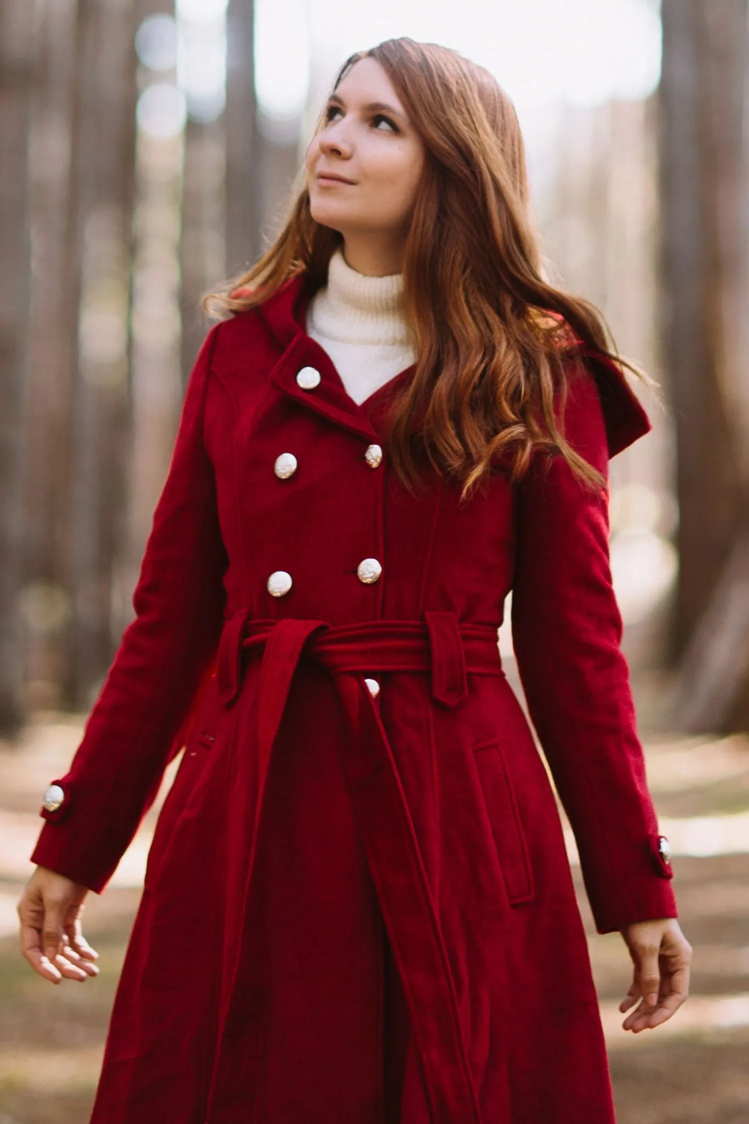 Winter Hooded Wool Coat Women 3218