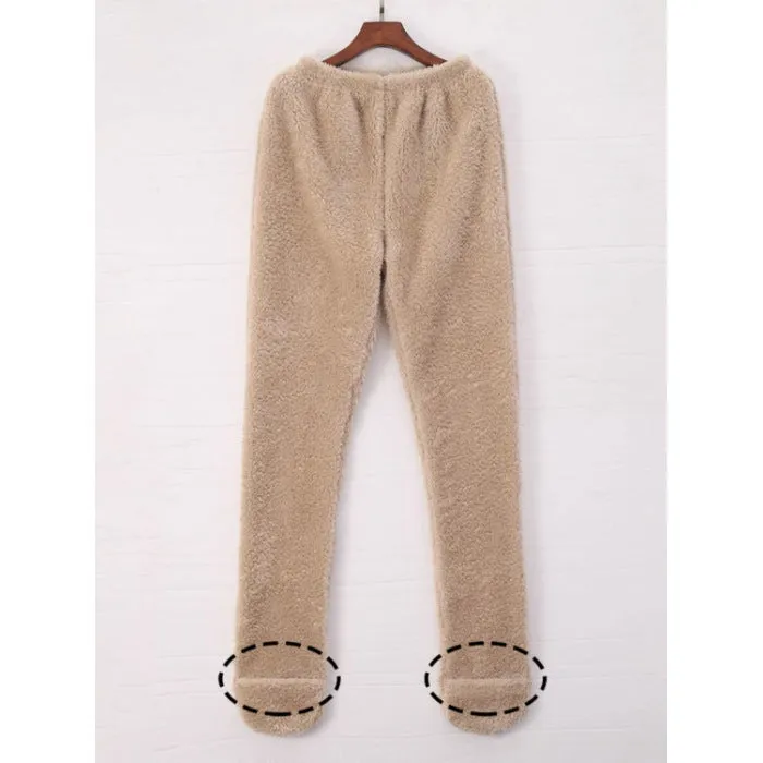 Women Coral Fleece Footed Leggings- Loungewear