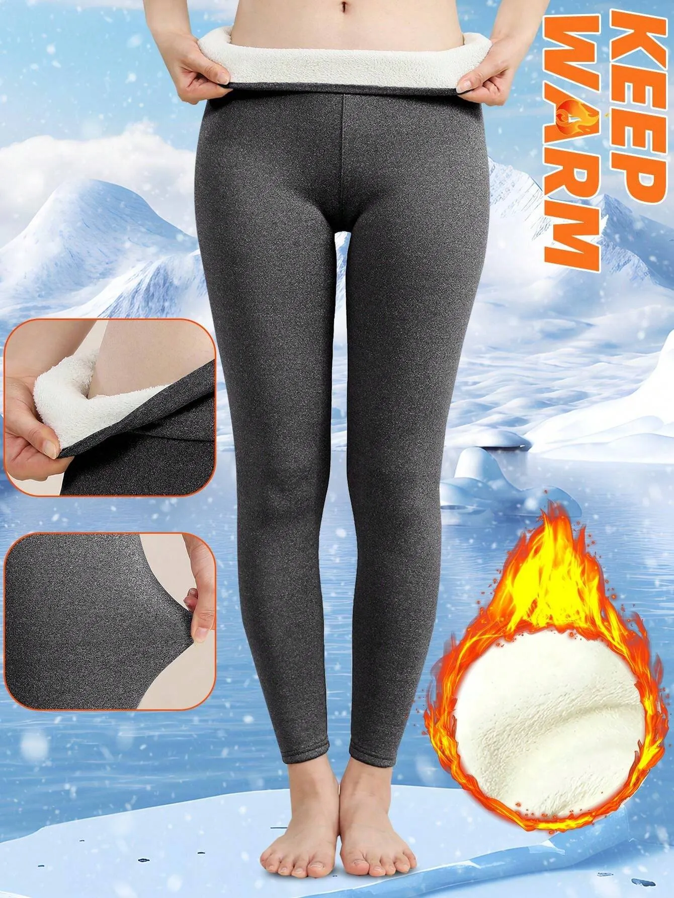 Women Winter Thermal Fleece Lined Leggings