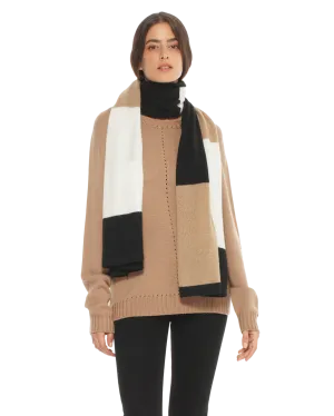 Women's Cashmere Mondrian Scarf Black Combo