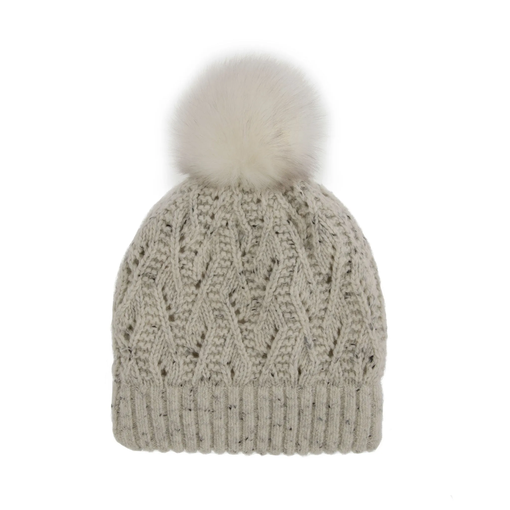 Women's Lace Knit Bobble Hat